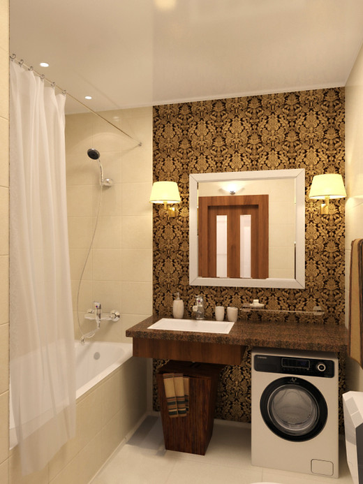 Дизайн-проект интерьера однокомнатной квартиры в современном стиле.. Ванная