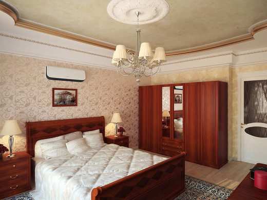 Дизайн-проект интерьера четырехкомнатной квартиры в классическом стиле.. Спальня