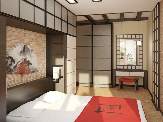 Квартира в Японском стиле. Спальня