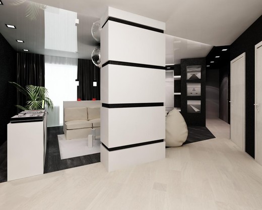 Квартира в черно-белом минимализме. Гостиная