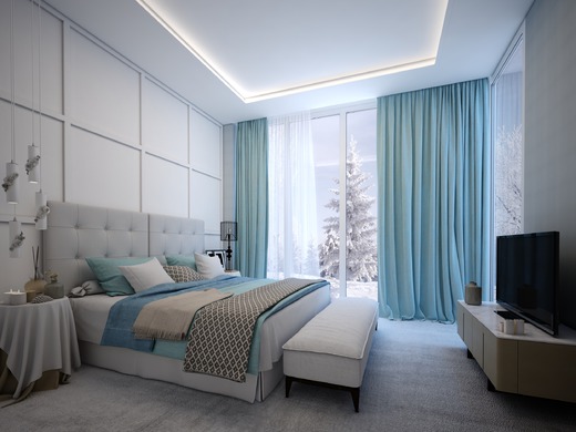Дизайн-проект квартиры "Зима", жк "Snegiri ECO", . Спальня