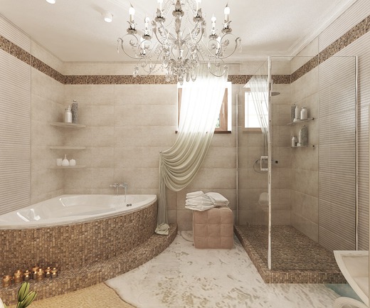 Ванная комната в частном домовладении. Ванная