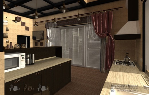 Дизайн-проект трехэтажного дома. Кухня