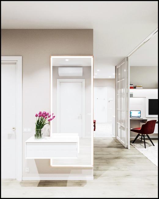 Дизайн 4-х комнатной квартиры 115 м2 в современном стиле в ЖК "Летний сад". Коридор; Холл