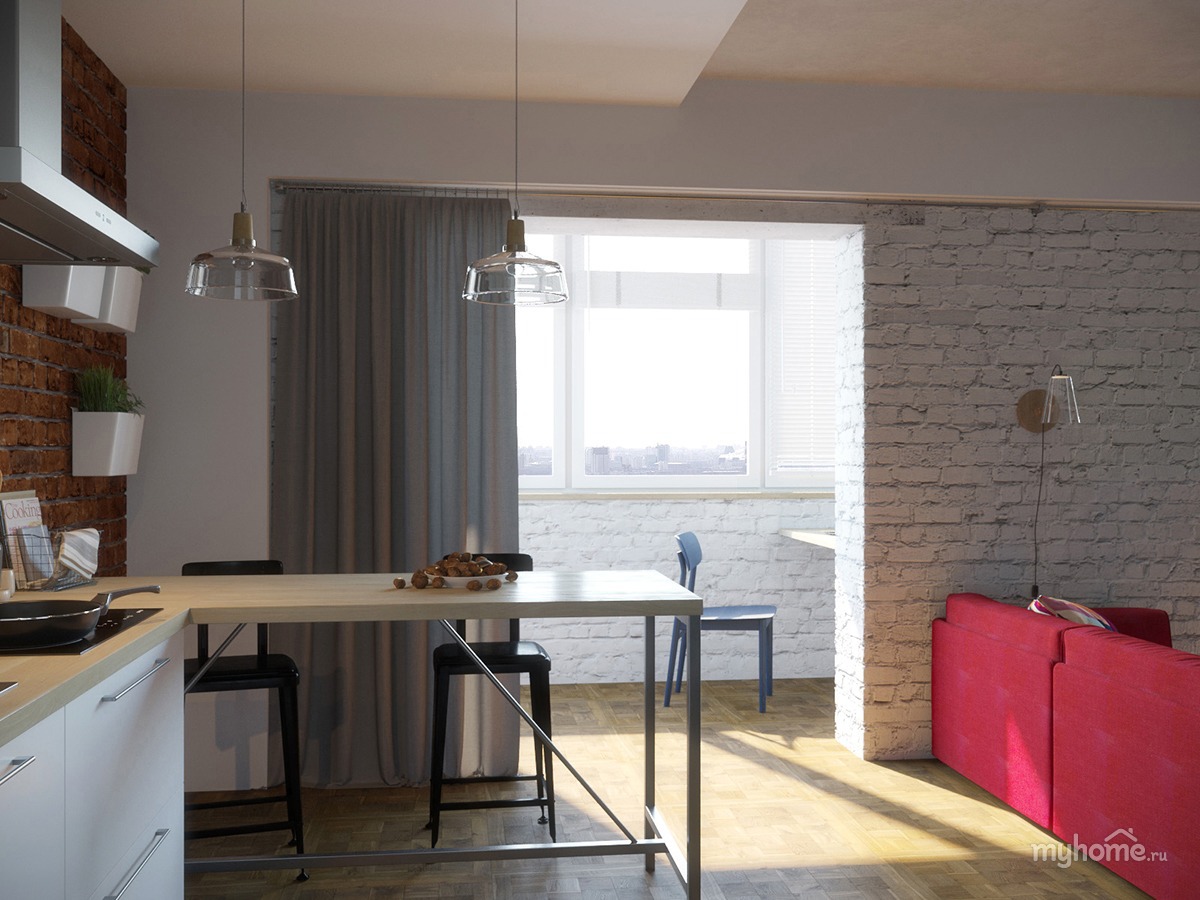 Объединение балкона с кухней: 70 лучших реализаций в квартир.