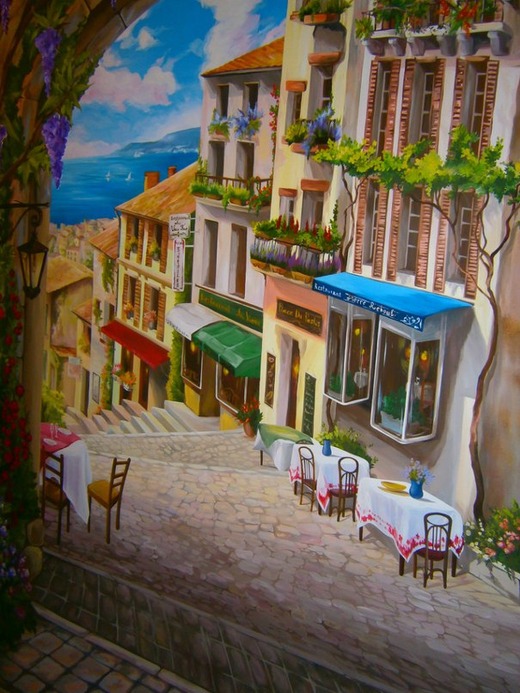 Роспись стен в кафе "Ароматы Прованса", . Ресторан, кафе, бар