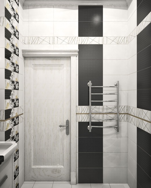 Черно-белая ванная комната. Ванная