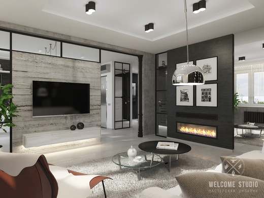 Четырёхкомнатная квартира «Manhattan’s loft». Гостиная