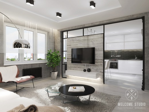 Четырёхкомнатная квартира «Manhattan’s loft». Гостиная