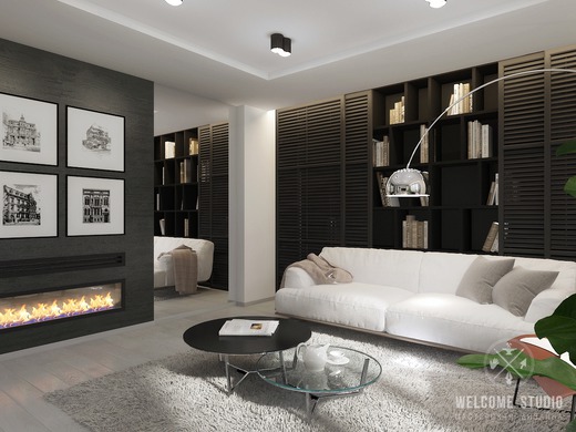 Четырёхкомнатная квартира «Manhattan’s loft». Гостиная