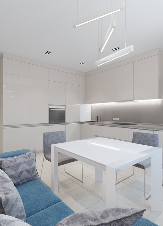 Дизайн однокомнатной квартиры в стиле минимализм. Кухня
