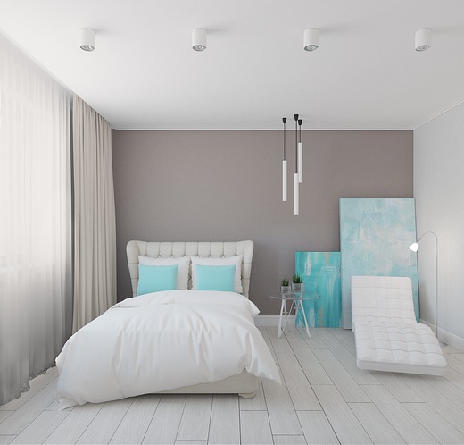 Дизайн однокомнатной квартиры в стиле минимализм. Спальня