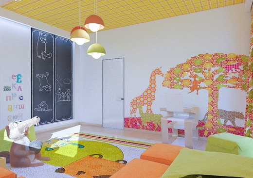 Дизайн яркой детской комнаты . Детская