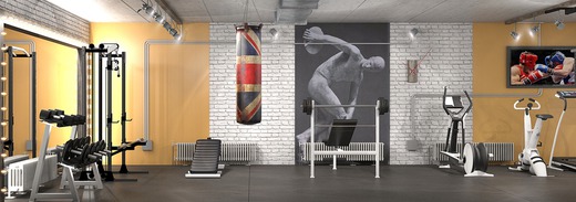 "The Loft " - дизайн спортзала в индустриально-винтажном стиле.. Спортивное сооружение