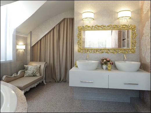 Спальня с санузлом на мансардном этаже — Интерьеры квартир, домов .