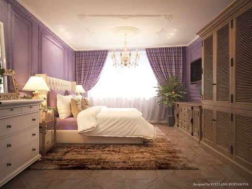 Спальня в стиле прованс для проекта квартиры в г. Екатеринбург. Спальня