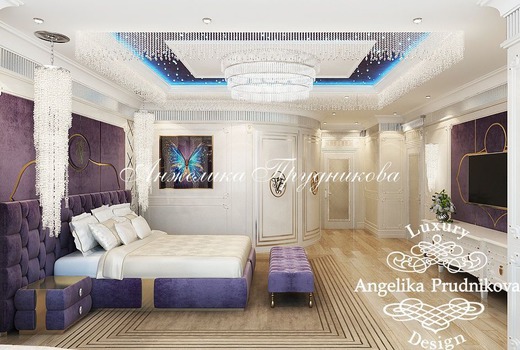 Дизайн-проект пентхауса в стиле ар деко в Москве. Спальня