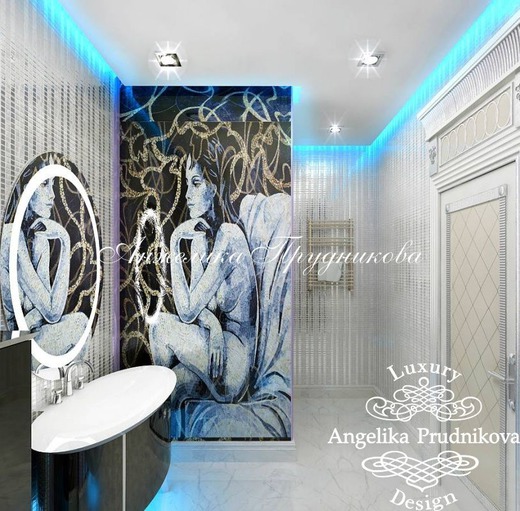 Дизайн-проект пентхауса в стиле ар деко в Москве. Ванная