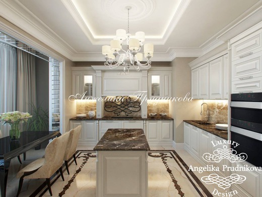 Дизайн-проект квартиры в английском стиле в Клубном доме на Чайковского. Кухня