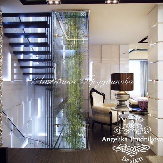 Дизайн-проект многоуровневой квартиры в стиле Ар-Деко в ЖК Белый город. Коридор; Холл