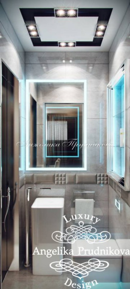 Дизайн-проект многоуровневой квартиры в стиле Ар-Деко в ЖК Белый город. Ванная