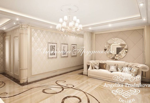 Дизайн интерьера маленькой квартиры в стиле Ар Деко в Москве. Гостиная