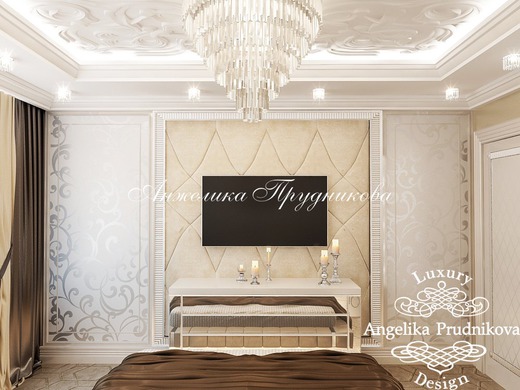 Дизайн интерьера маленькой квартиры в стиле Ар Деко в Москве. Спальня