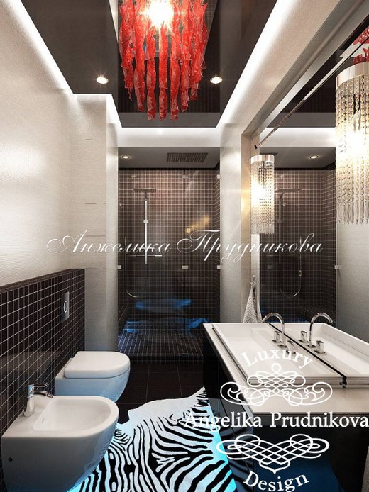 Дизайн интерьера маленькой квартиры в стиле Ар Деко в Москве. Ванная
