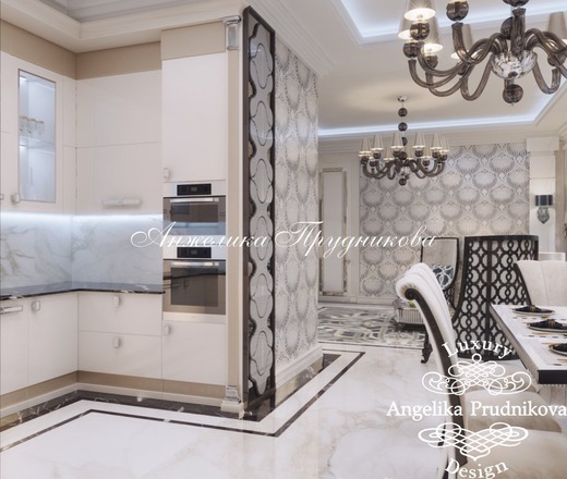 Дизайн квартиры в светлых тонах в ЖК «Резиденция Монэ»: лучшие фото. Кухня