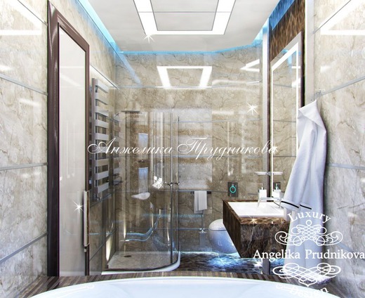 Дизайн проект интерьера квартиры в стиле Ар Деко в ЖК Династия. Ванная