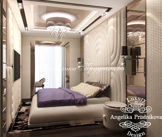 Дизайн проект интерьера квартиры в стиле Ар Деко в ЖК Династия. Спальня