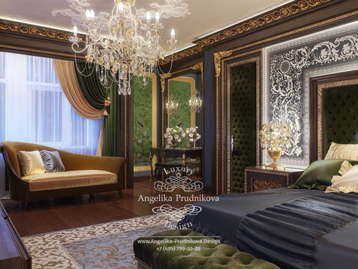 Дизайн-проект интерьера спальни в стиле барокко с элементами Востока. Спальня