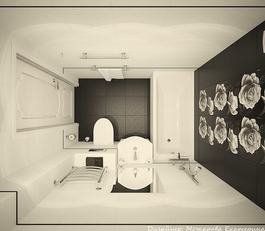Дизайн-проект однокомнатной квартиры 40 м2., 2017 г.. Ванная