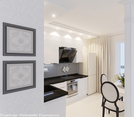 Дизайн-проект однокомнатной квартиры 40 м2., 2017 г.. Кухня